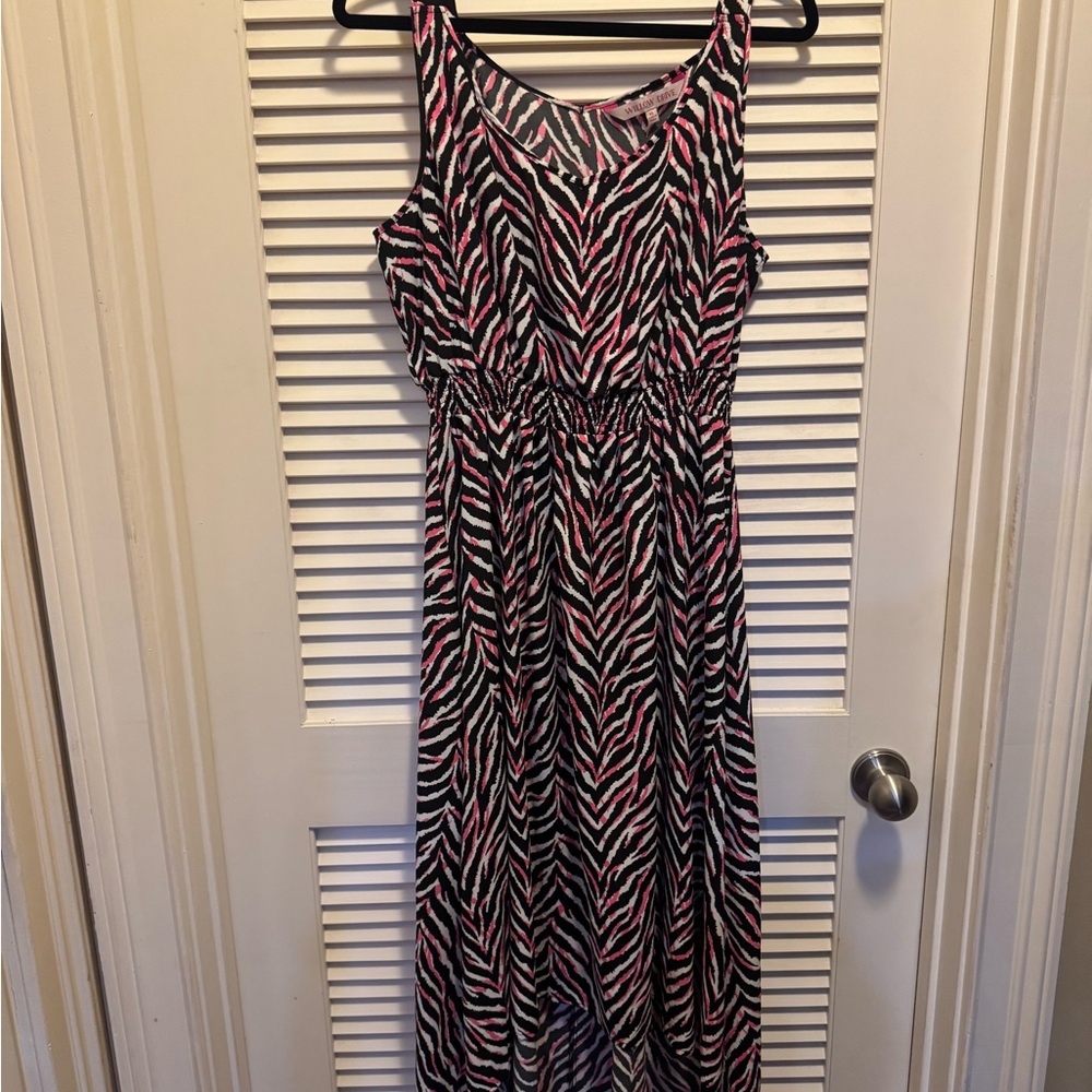 Chic Zebra Print High Low Dress